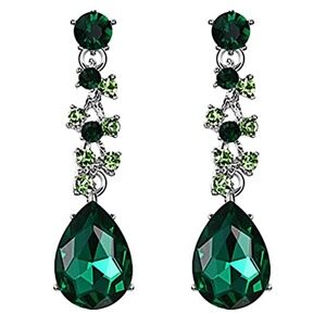 Liv Oliver New Silver Multi Green Chandelier Earrings